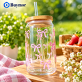 Pink Bloom designed glass Tumbler