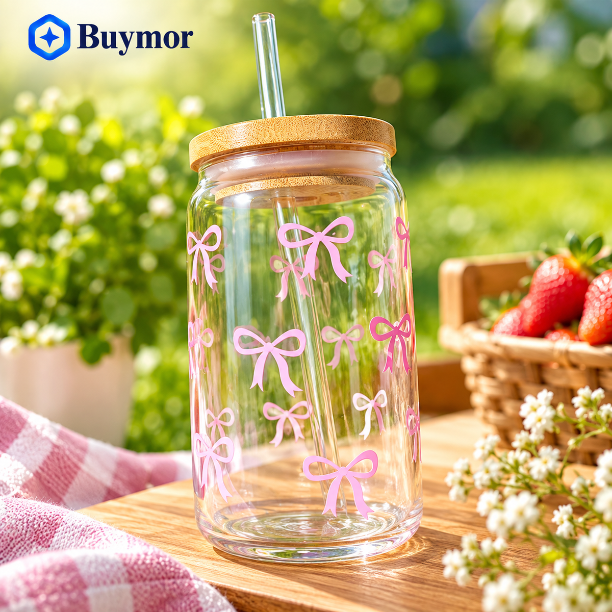 Pink Bloom designed glass Tumbler