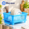 AXN 3 in 1 Large Durable Plastic Kitchen Sink Dish Rack Drainer Drying Rack Washing Basket with Tray for Kitchen, Dish Rack Organizers Blue