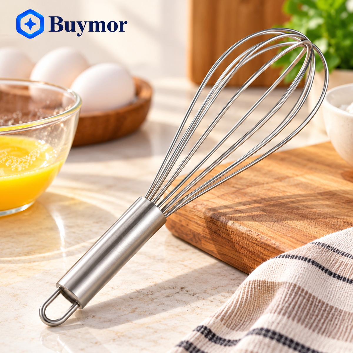 BALAJI STEEL Whisk 20cm Round Steel Handle, Set of 1, Silver