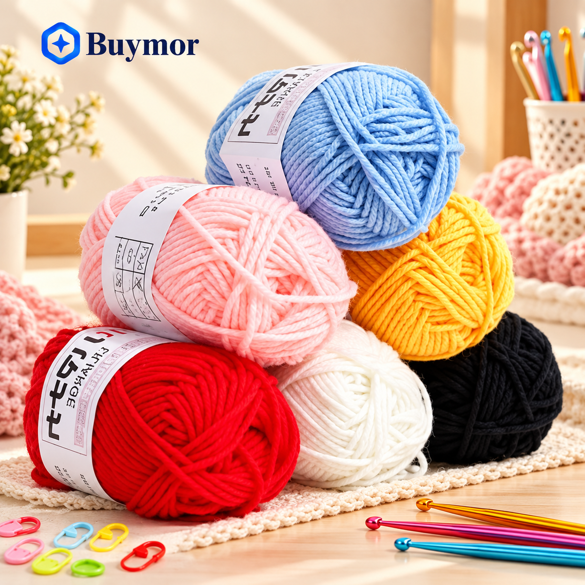 Knitting Crocheting Threads Wool Ball (10m x 6) Pack of 6