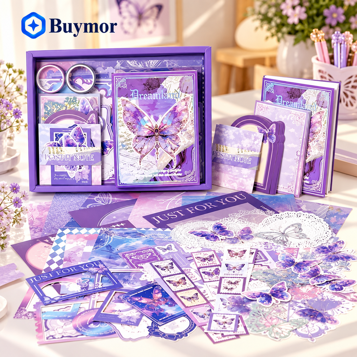 purple, butterfly theme journal kit 346pcs